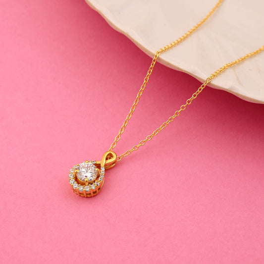 White Color 925 Gold Plated Silver Pendant (OMP113WHT)