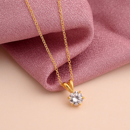 White Color 925 Gold Plated Silver Pendant (OMP115WHT)