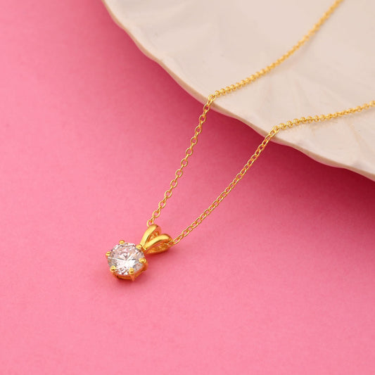 White Color 925 Gold Plated Silver Pendant (OMP115WHT)