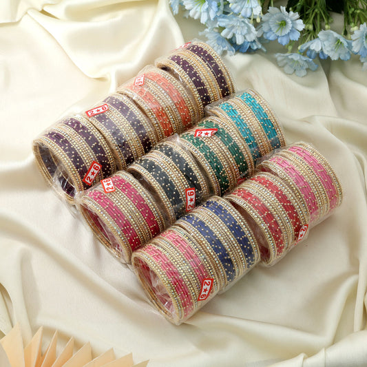 Assorted Color 12 Set Of Thread Bangle Size: 2.6