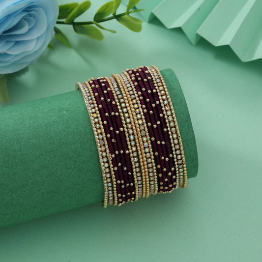 Assorted Color 12 Set Of Thread Bangle Size: 2.6