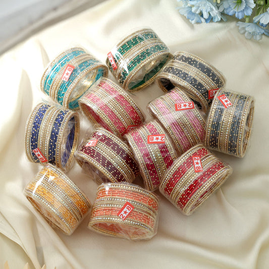 Assorted Color 12 Set Of Thread Bangle Size: 2.8