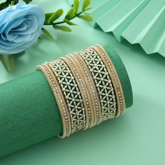 Gold Color 5 Set Of Bangle Size: (2 Set Of 2.4, 1 Set Of 2.6, 2 Set Of 2.8)