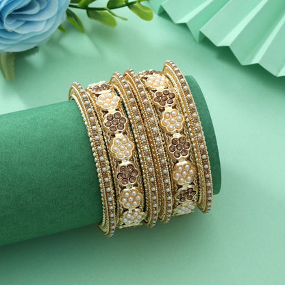 Goldfarbenes Armreif-Set, 6-teilig, Größe: (2 Sets à 2,2, 2 Sets à 2,4, 2 Sets à 2,6)