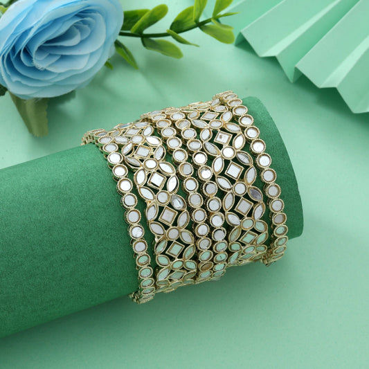 White Color 6 Set Of Bangle Size: (1 Set Of 2.4, 2 Set Of 2.6, 2 Set Of 2.8, 1 Set Of 2.10)