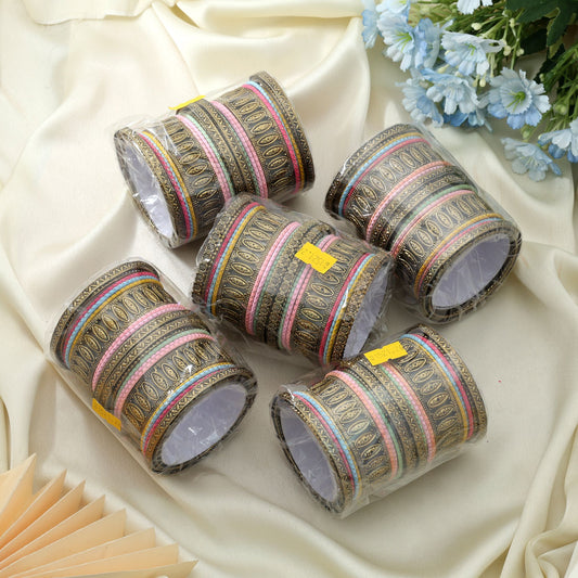Assorted Color 5 Set Of Bangle Size: (1 Set Of 2.4, 2 Set Of 2.6, 2 Set Of 2.8)