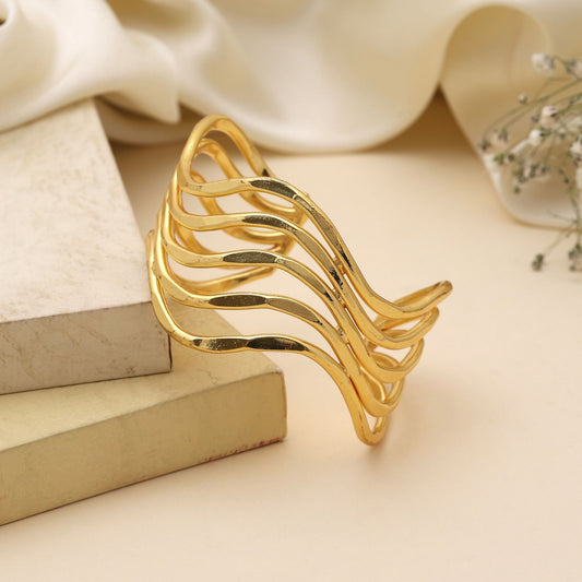 Gold Color Bracelet Created With Artistic Detailing To Enhance Festive Looks With Radiant Appeal