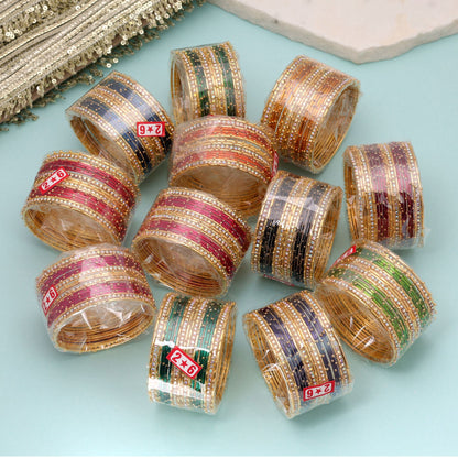 Assorted Color 12 Set Of Metal Bangles with Elegant Traditional Design for Fashion Wear Accessories