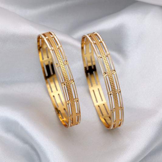 Gold Color 1 Pair Of Fashion Bangle (PLKB133GLD)
