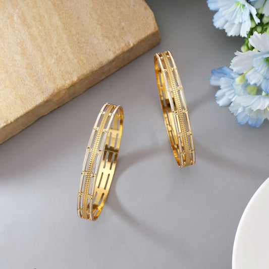 Gold Color 1 Pair Of Fashion Bangle (PLKB133GLD)