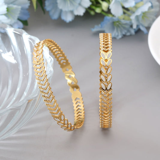 Gold Color 1 Pair Of Fashion Bangle (PLKB134GLD)