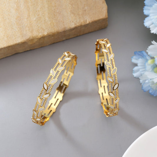 Gold Color 1 Pair Of Fashion Bangle (PLKB140GLD)