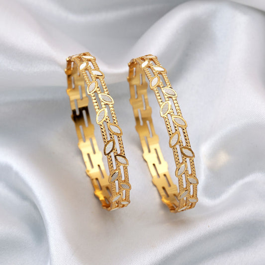 Gold Color 1 Pair Of Fashion Bangle (PLKB140GLD)