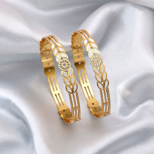 Gold Color 1 Pair Of Fashion Bangle (PLKB142GLD)