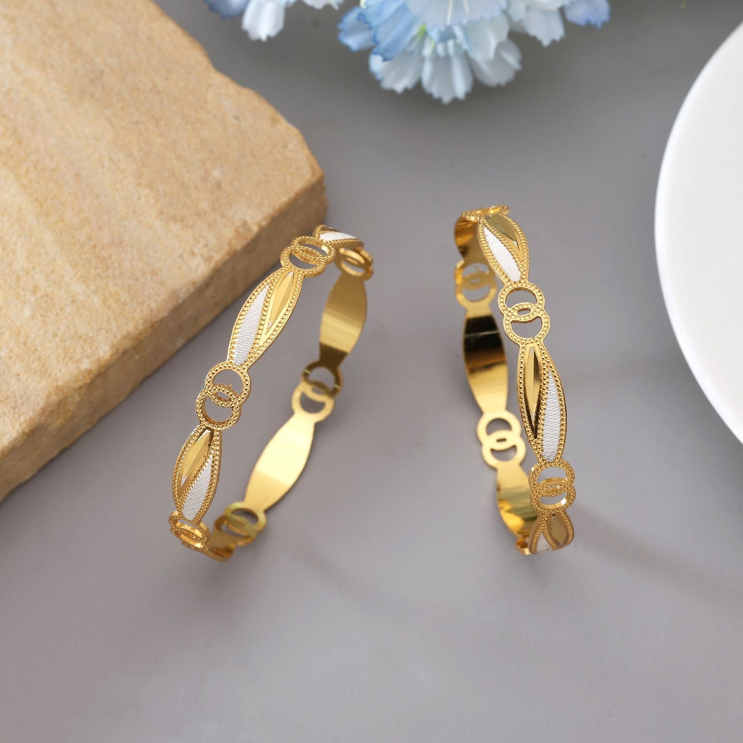 Gold Color 1 Pair Of Fashion Bangle (PLKB143GLD)