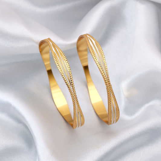 Gold Color 1 Pair Of Fashion Bangle (PLKB144GLD)