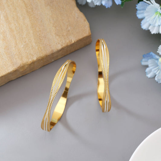 Gold Color 1 Pair Of Fashion Bangle (PLKB144GLD)