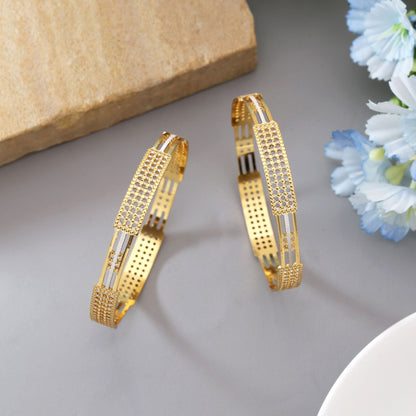 Goldfarbenes Mode-Armreif-Paar (PLKB150GLD)