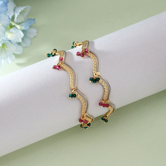 Rani & Green Color 1 Pair Of Fashion Bangle (PLKB156RG)
