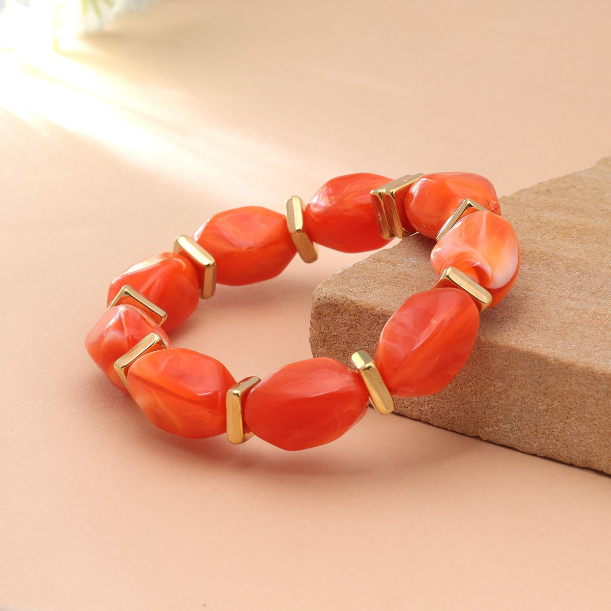 Orange Color Stretchable Acrylic Fashion Bangle Crafted for Everyday Wear