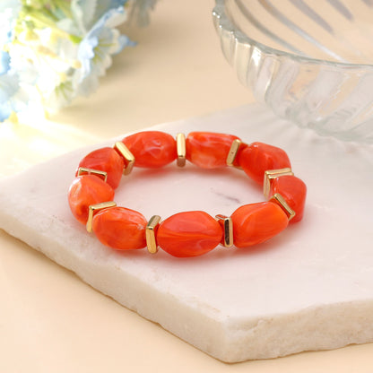 Orange Color Stretchable Acrylic Fashion Bangle Crafted for Everyday Wear