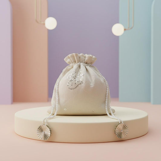 White Color Potli Bag (PTB106WHT)