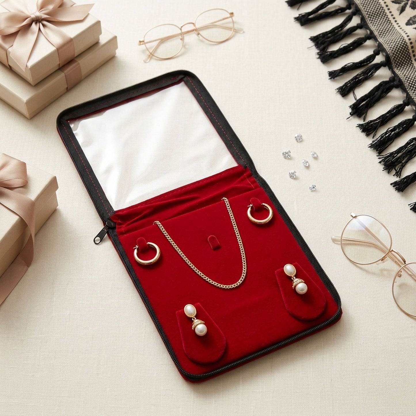 Maroon Color Jewelry Organiser