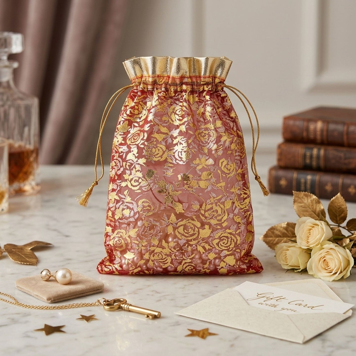 Red & Gold Color 20 Pieces Potli Bags Combo