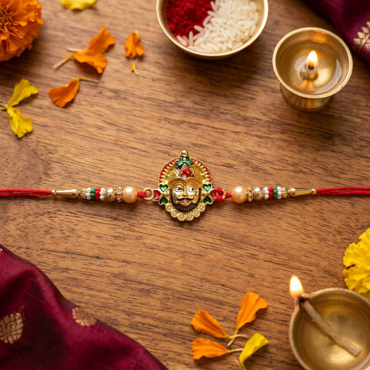 Multi Color Set of 3 Thread Rakhis with Stylish Beaded Raksha Bandhan Appeal