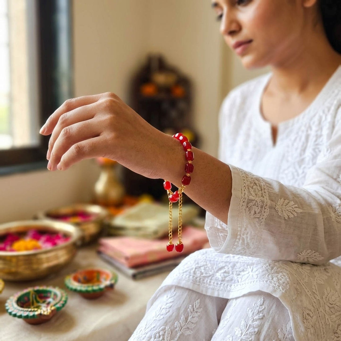 Multi Color Set of 12 Bracelet Rakhis Featuring Trendy Ethnic Handmade Style