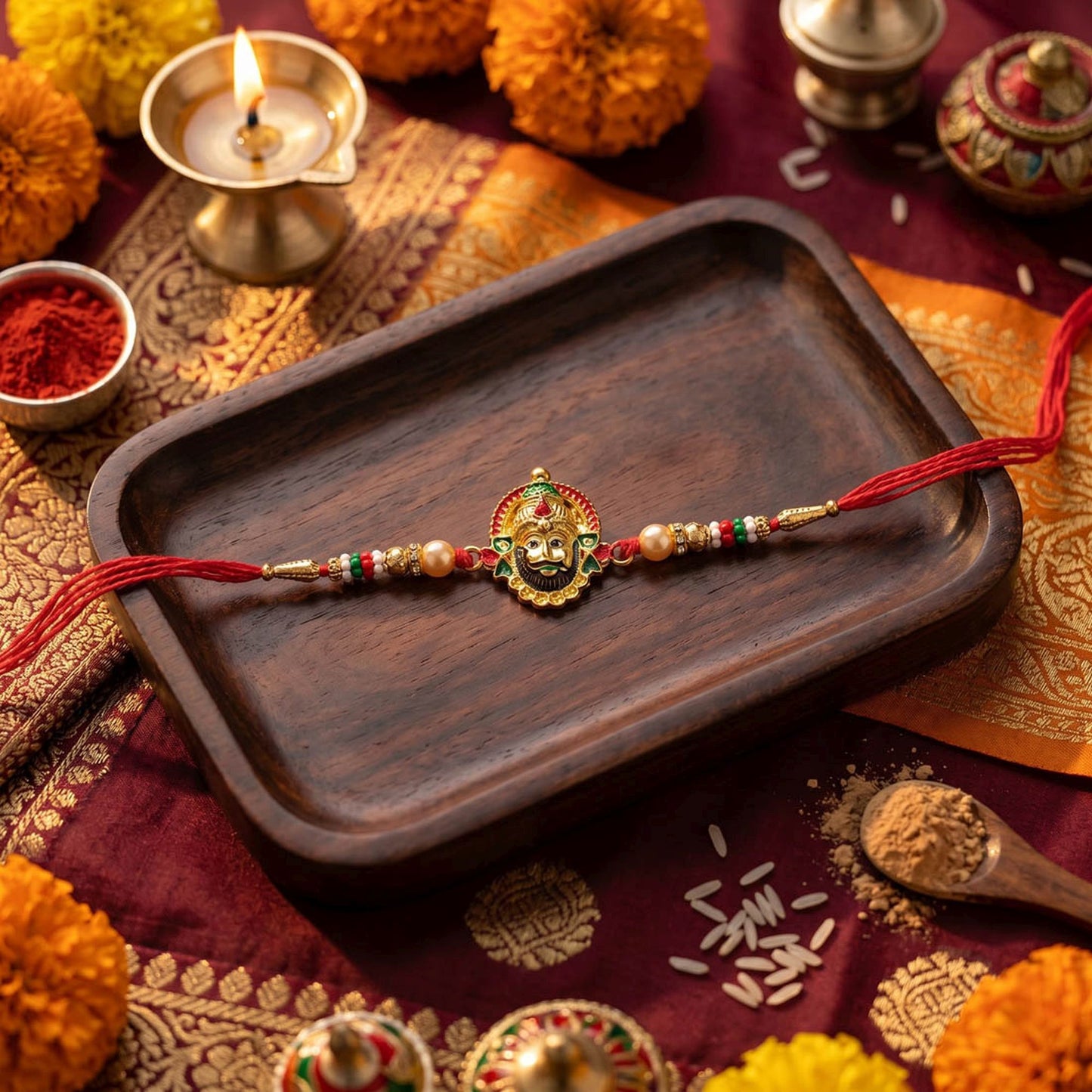 Multi Color Set of 3 Thread Rakhis Designed with Trendy Traditional Style for Special Occasions