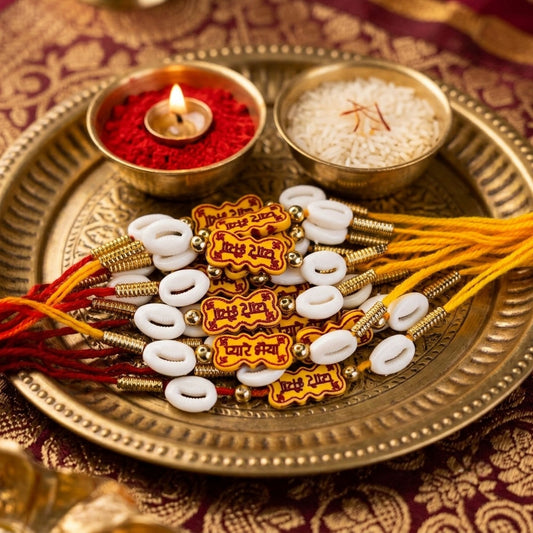 12 Pieces Combo Multi Color Designer Thread Rakhis with Elegant Handmade Traditional Festival Gift Design
