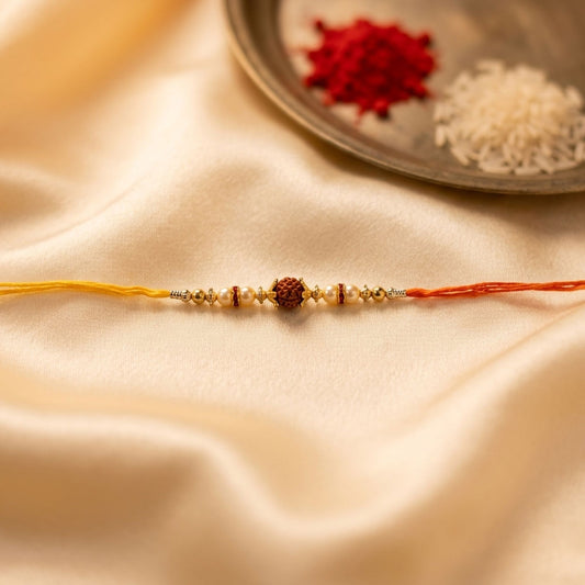 12 Pieces Combo Multi Color Divine Rudraksh Thread Rakhis Featuring Holy Beads and Religious Festival Style