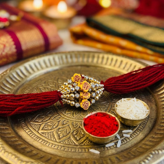 12 Pieces Combo Multi Color Om Design Religious Thread Rakhis with Auspicious Spiritual Handmade Design