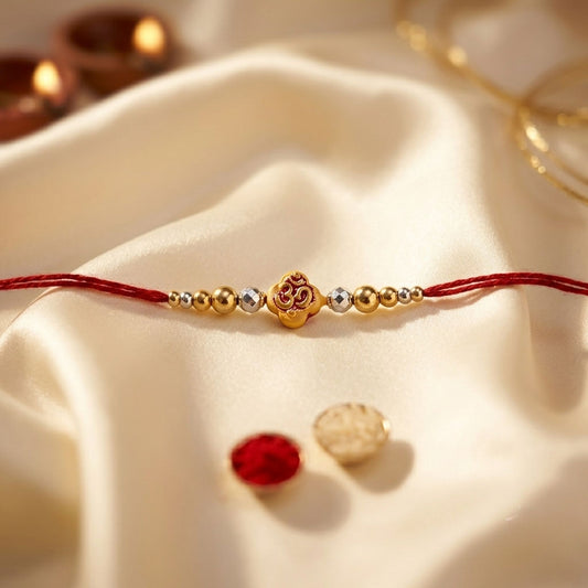 12 Pieces Combo Multi Color Om Design Religious Thread Rakhis with Auspicious Spiritual Handmade Design