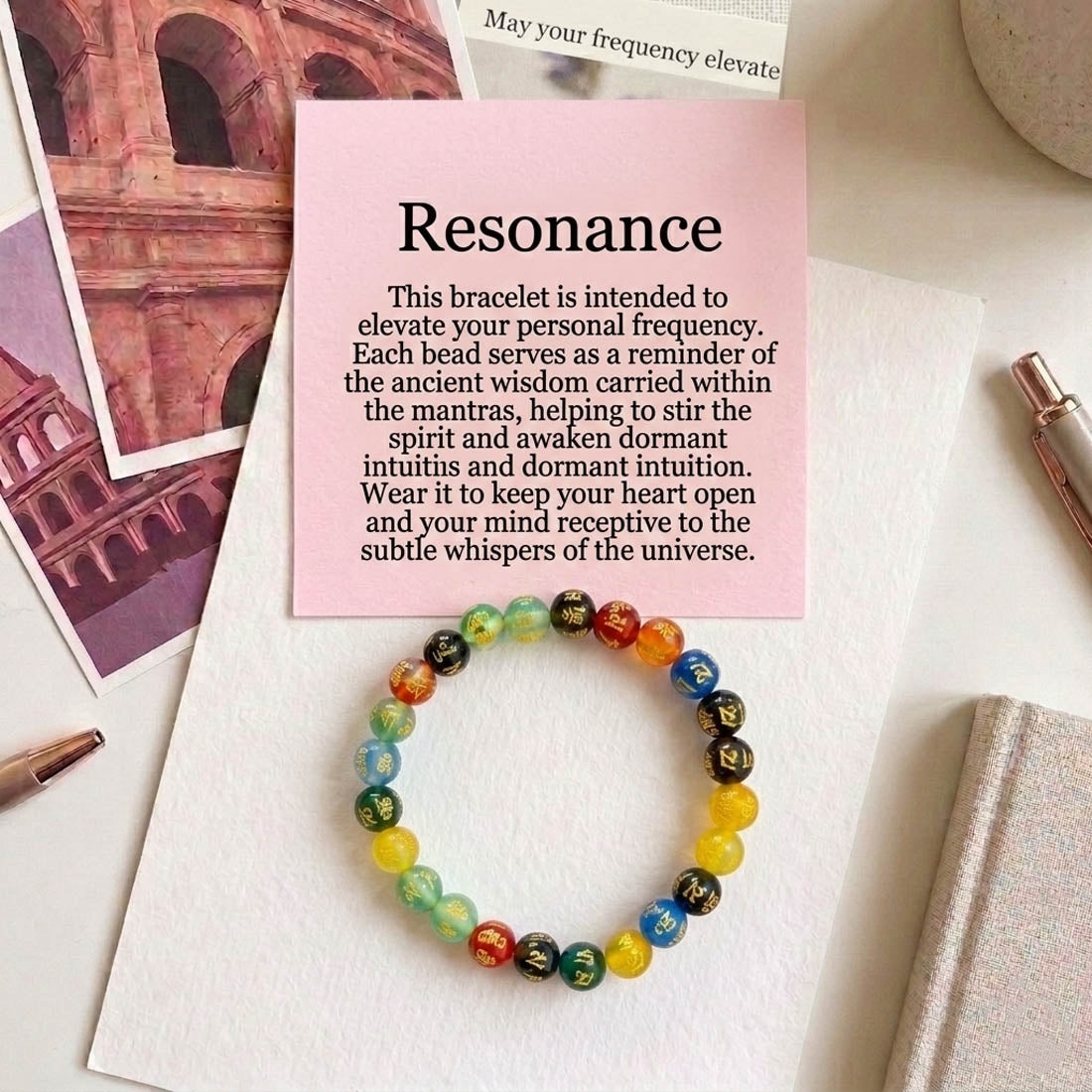 Mehrfarbiges Om Mani Padme Hum Steinarmband