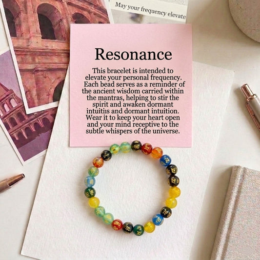 Multi Color Om Mani Padme Hum Stone Bracelet