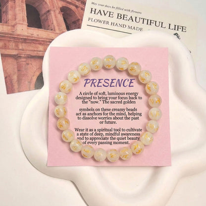 Rosenweißfarbene Om Mani Padme Hum Steinarmband