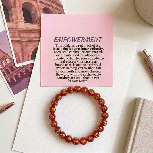 Red Color Om Mani Stone Bracelet