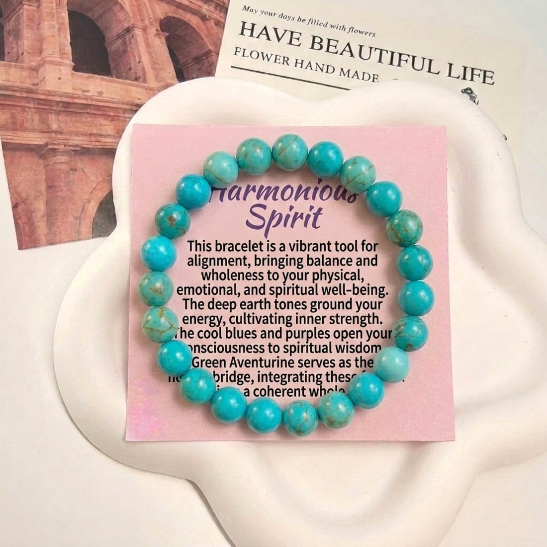 Türkisblaues Farbkommunikation und Glück Natursteinarmband
