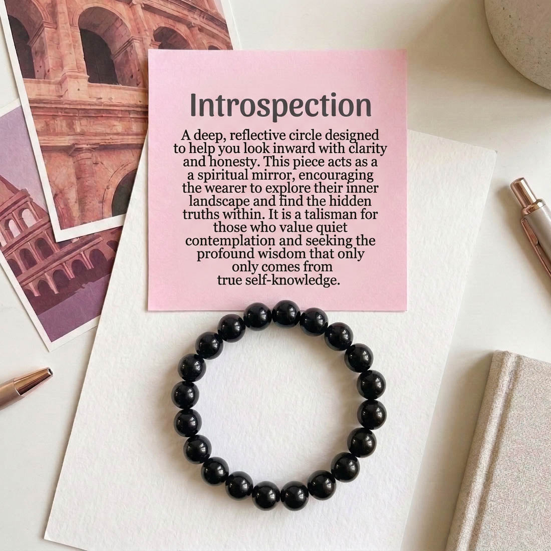Schwarzes Obsidian-Natursteinarmband