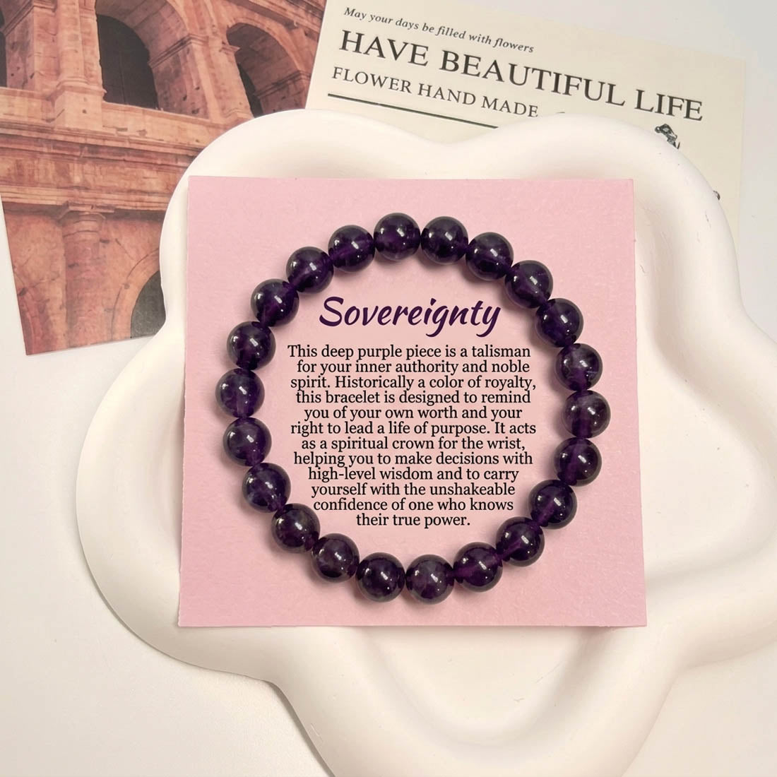 Lila Amethyst Armband mit runden Steinen