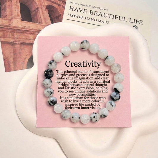 White & Black Color Indian Rainbow Stone Bracelet