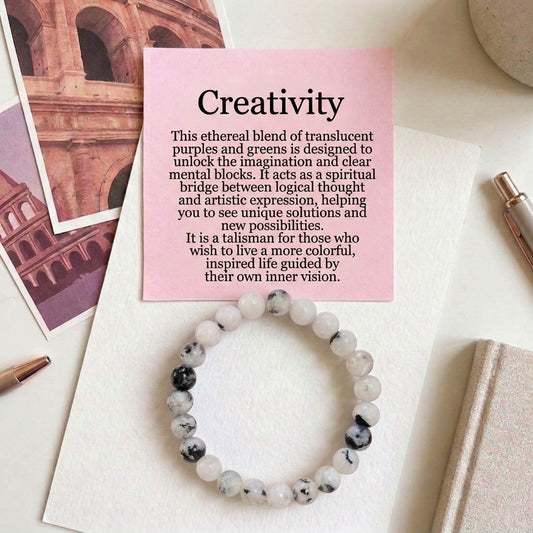 White & Black Color Indian Rainbow Stone Bracelet