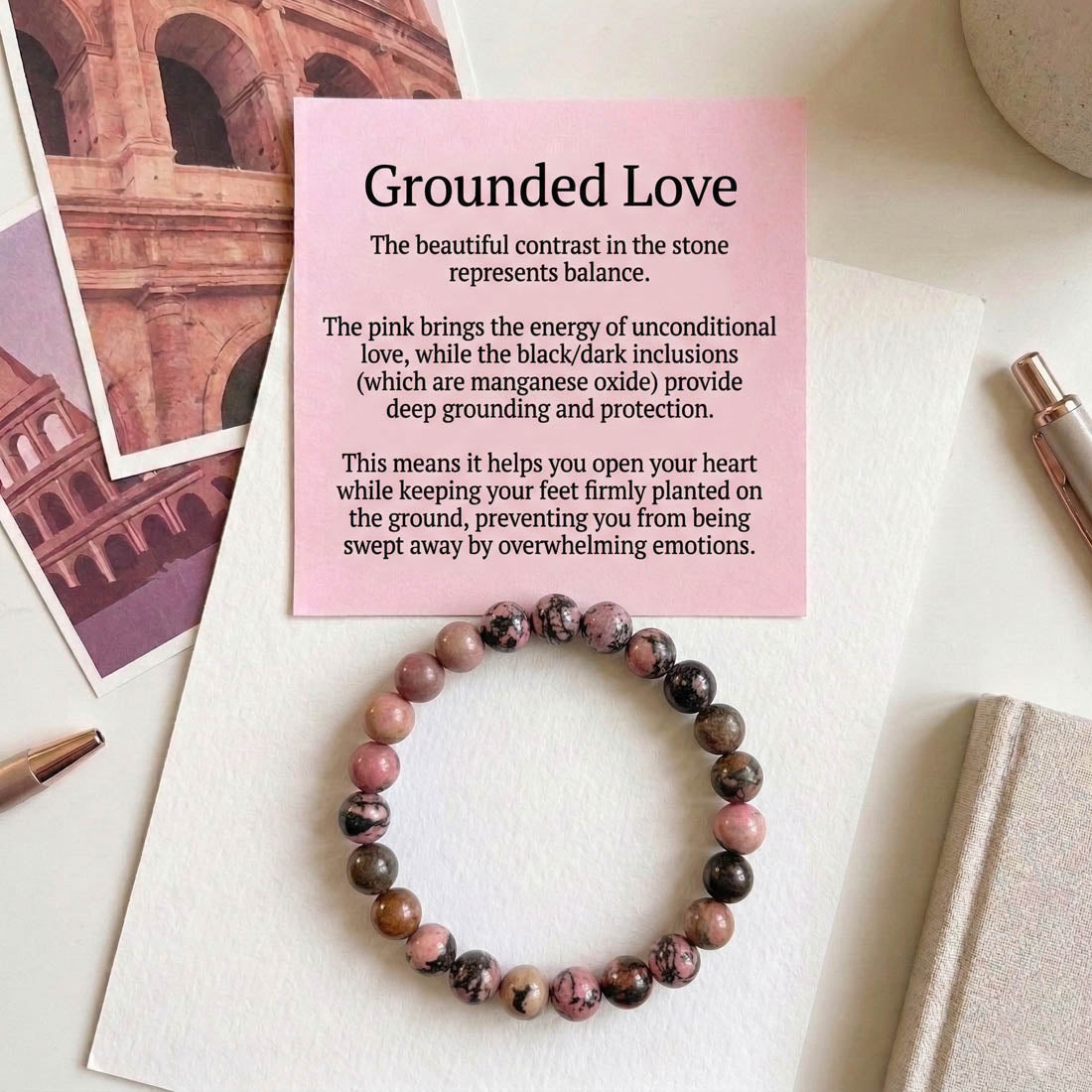 Armband aus braunem Rhodonit