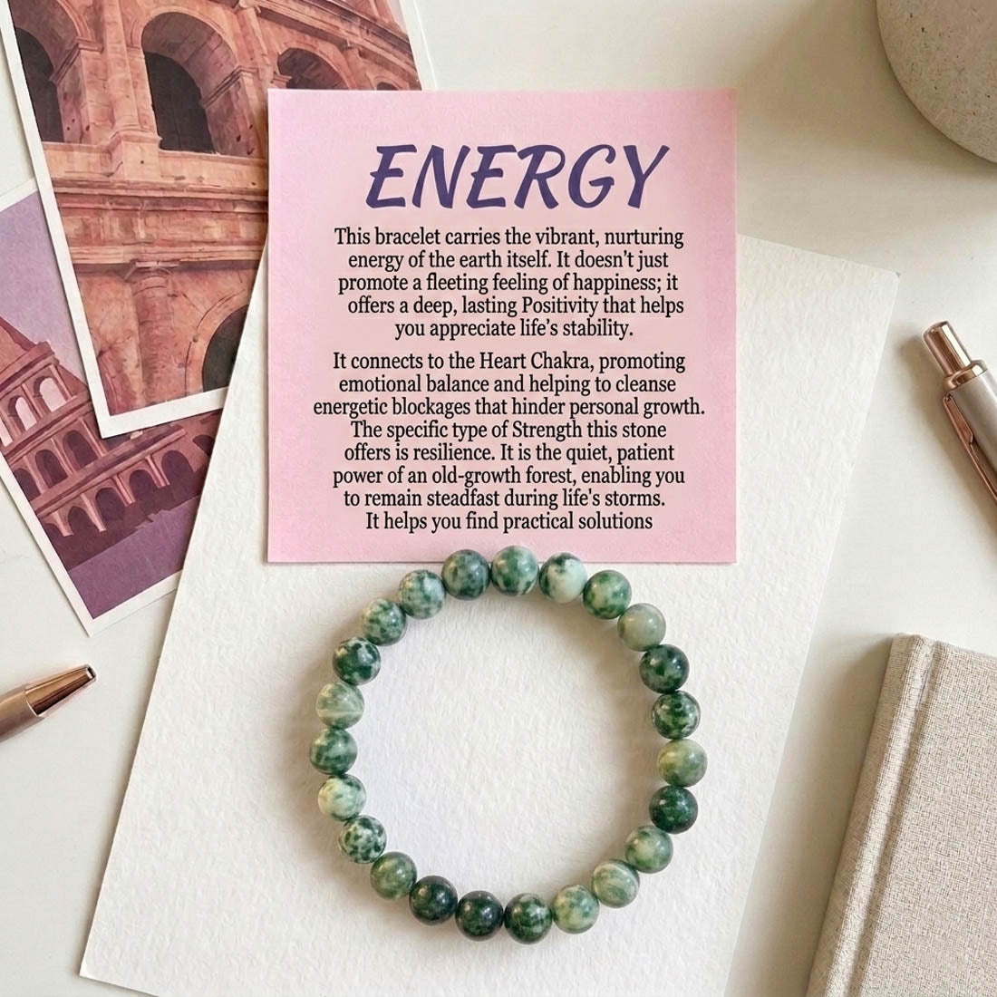 Green Color Tree Agate Stone Bracelet