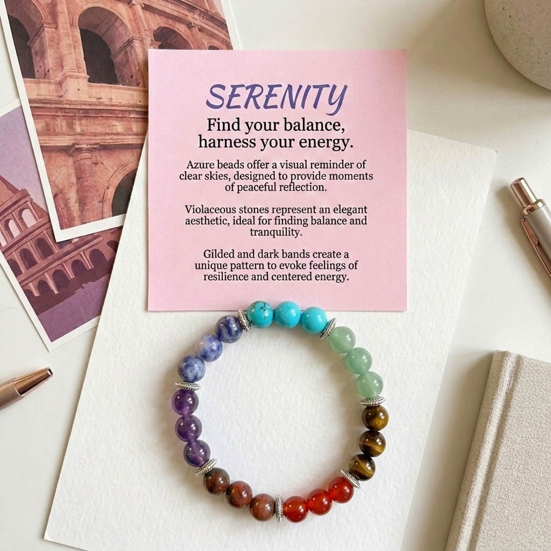 Mehrfarbiges Sieben-Chakra-Armband