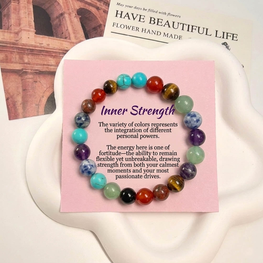 Multi Color Natural Healing Stone Seven Chakra Bracelet