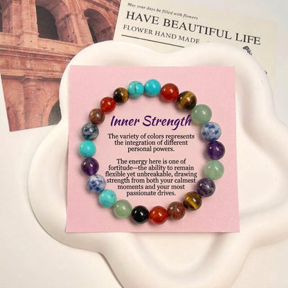Multi Color Natural Healing Stone Seven Chakra Bracelet