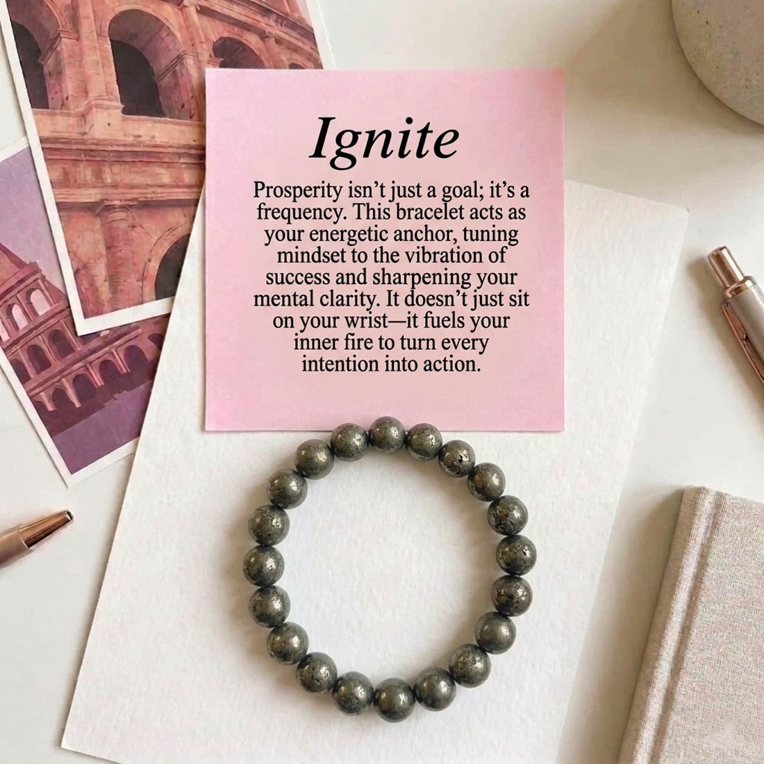Black Silver Pyrite Stone Bracelet